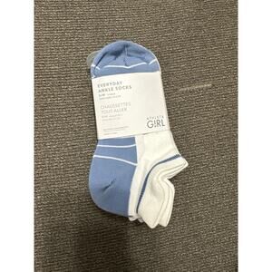 New Athleta Girls Everyday Ankle Socks Size Small/Medium 12.5/2Y Blue Gray